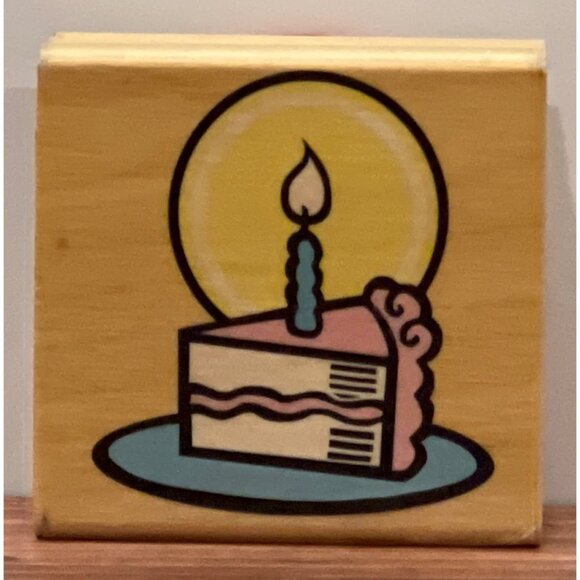 Birthday Cake Candle Wood Mounted Rubber Stamp By Canadian Maple STPX4003 - Picture 1 of 4
